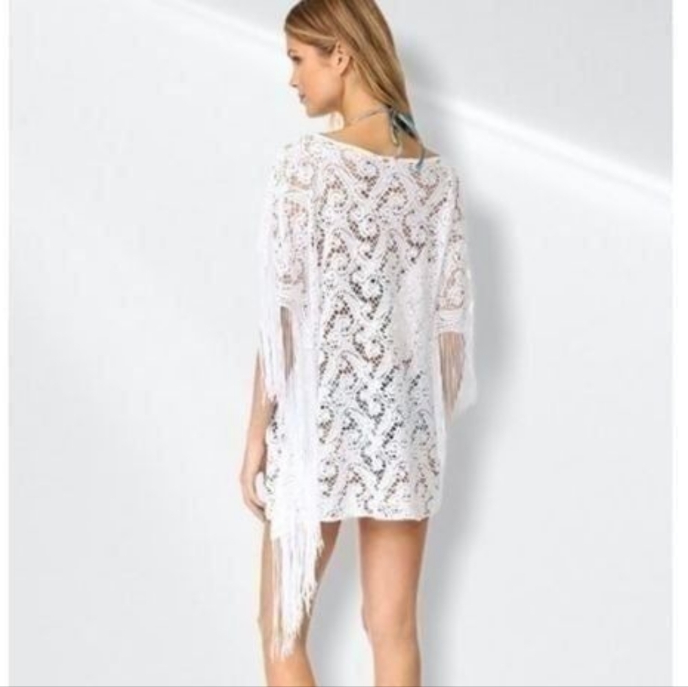 Pilyq White Lace Fringe Swim Cover-Up - Size XS/S - Picture 4 of 8